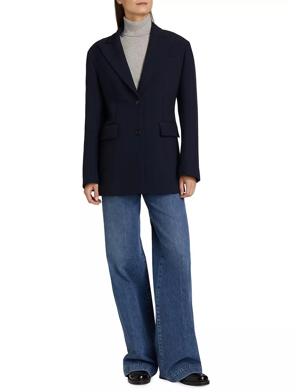 Womens Sculpted Wool-Blend Single-Breasted Blazer Product Image