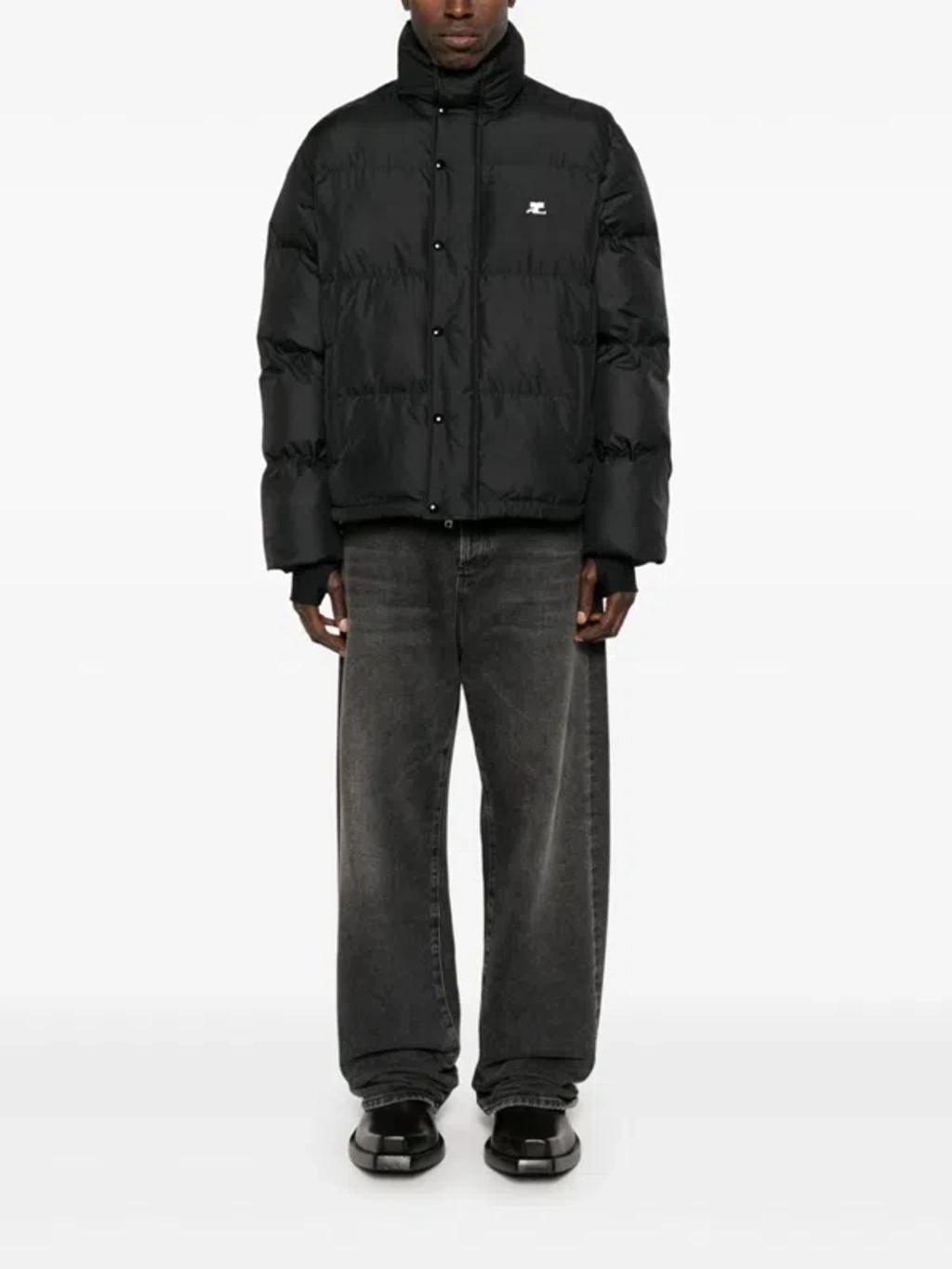 COURRÈGES Logo-embroidered Puffer Jacket In Black Product Image