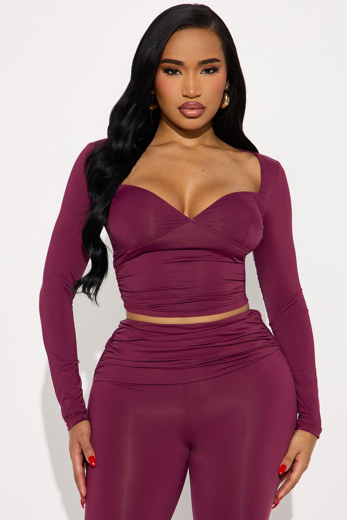 Curved Intentions Pant Set - Eggplant Female Product Image