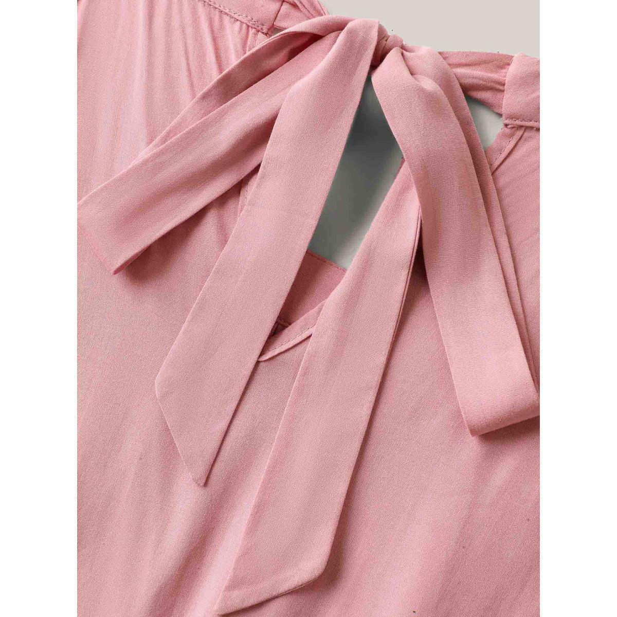 Plus Size Ruffled Halter Neck Solid Midi Dress Watermelon Women Halter neck Sleeveless Curvy BloomChic 18-20/2X Product Image
