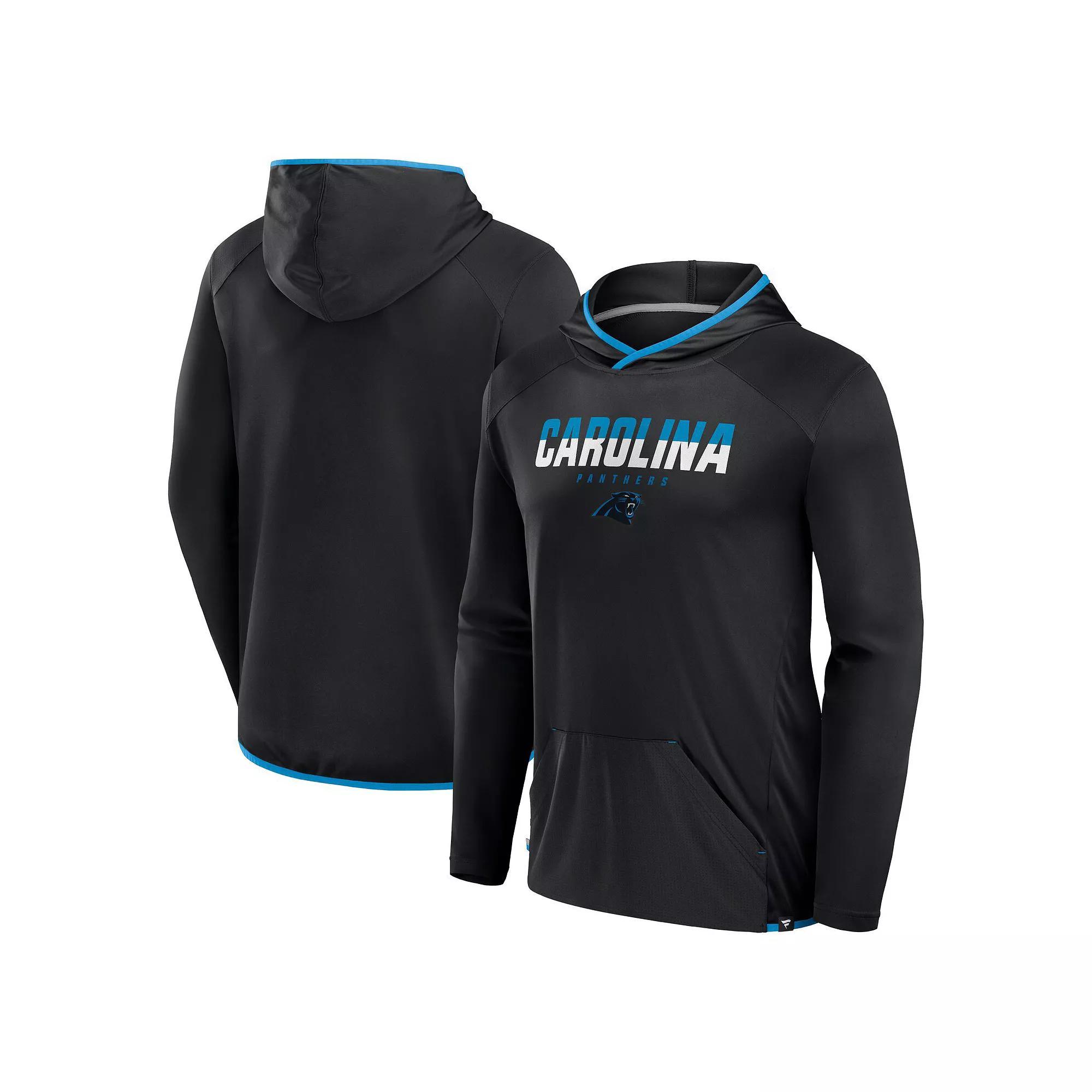 Men's Fanatics Black Carolina Panthers Transitional Defender Hoodie Long Sleeve T-Shirt, Size: XL Product Image