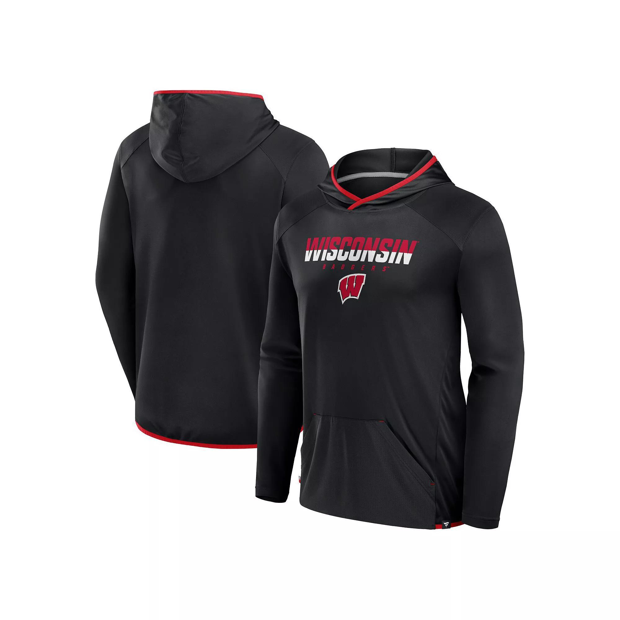 Men's Fanatics Black Carolina Panthers Transitional Defender Hoodie Long Sleeve T-Shirt, Size: XL Product Image
