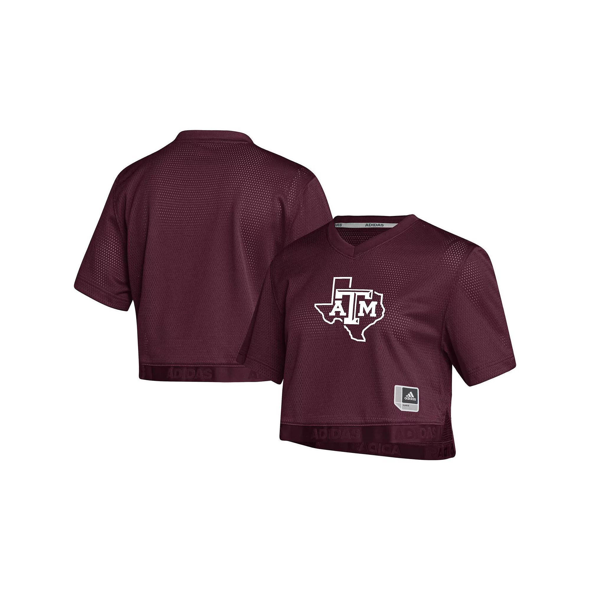 Womens adidas Maroon Texas A&M Aggies Primegreen V-Neck Cropped Jersey Product Image