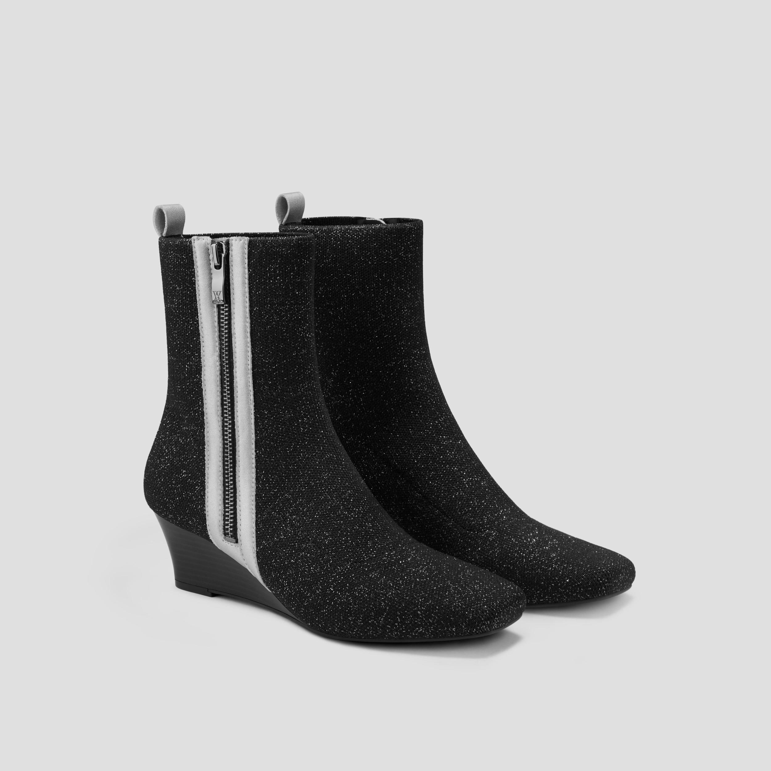 Square-Toe Water-Repellent Zipper Boots (Micaela) Product Image