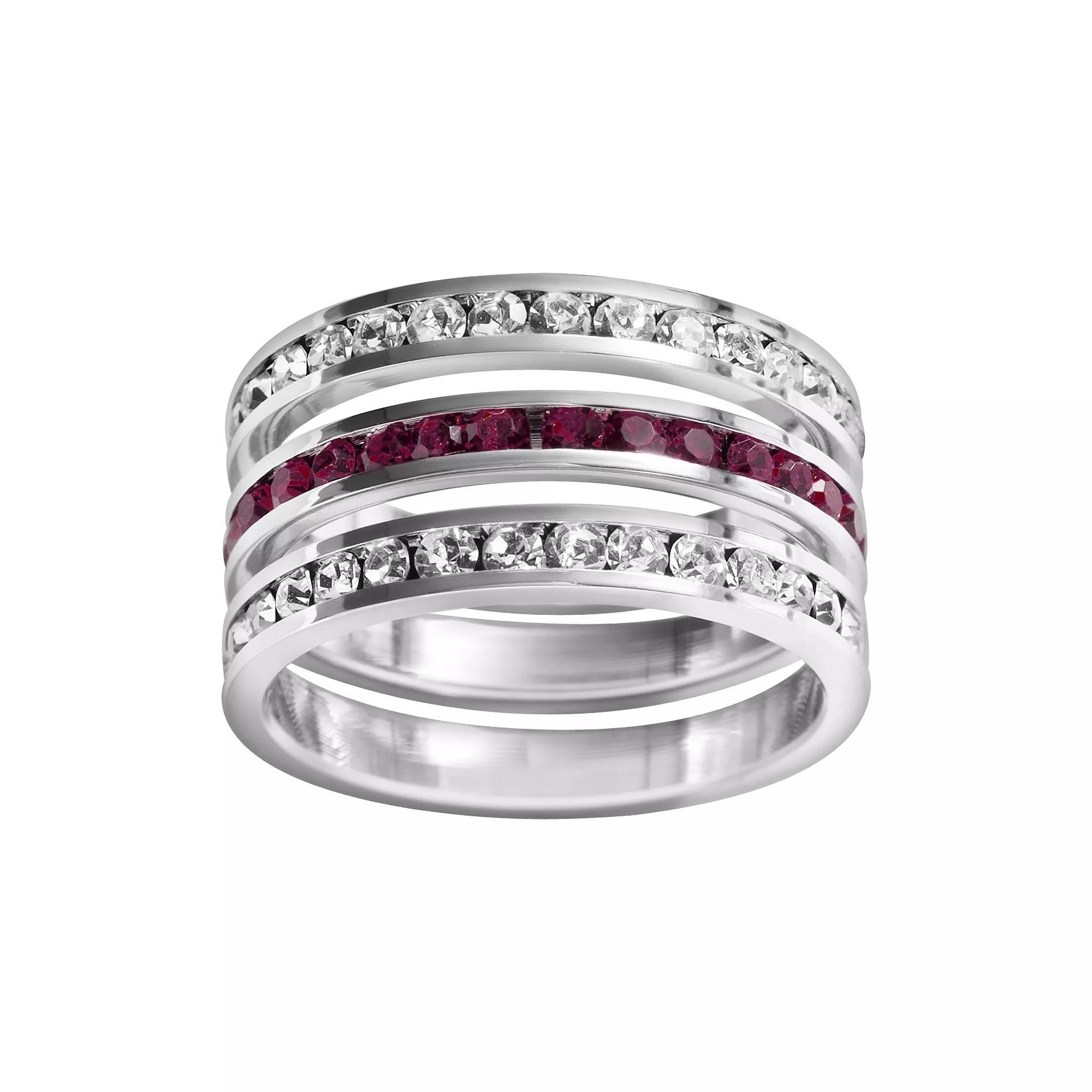 Traditions Jewelry Company Sterling Silver Crystal Eternity Ring Set, Womens White Blue Product Image