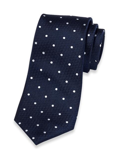 Dot Woven Silk Tie - Navy Product Image