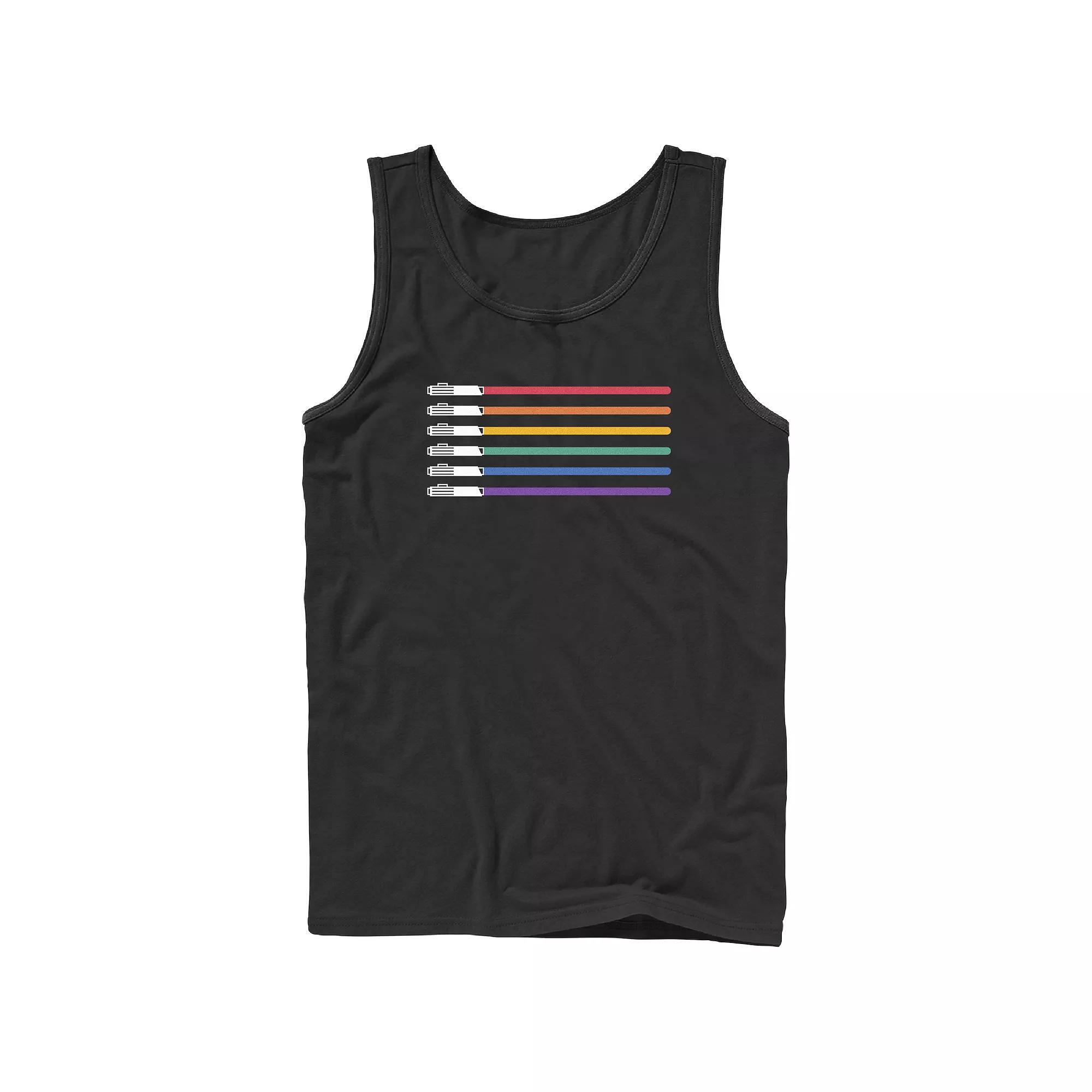 Men's Star Wars Lightsabers Pride Flag Graphic Tank, Size: Large, Black Product Image