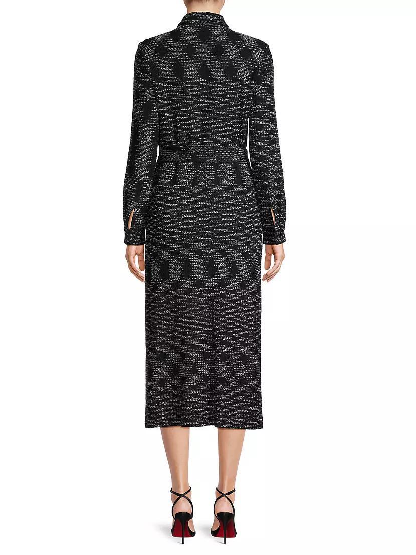 Belted Tweed Knit Midi Dress Product Image