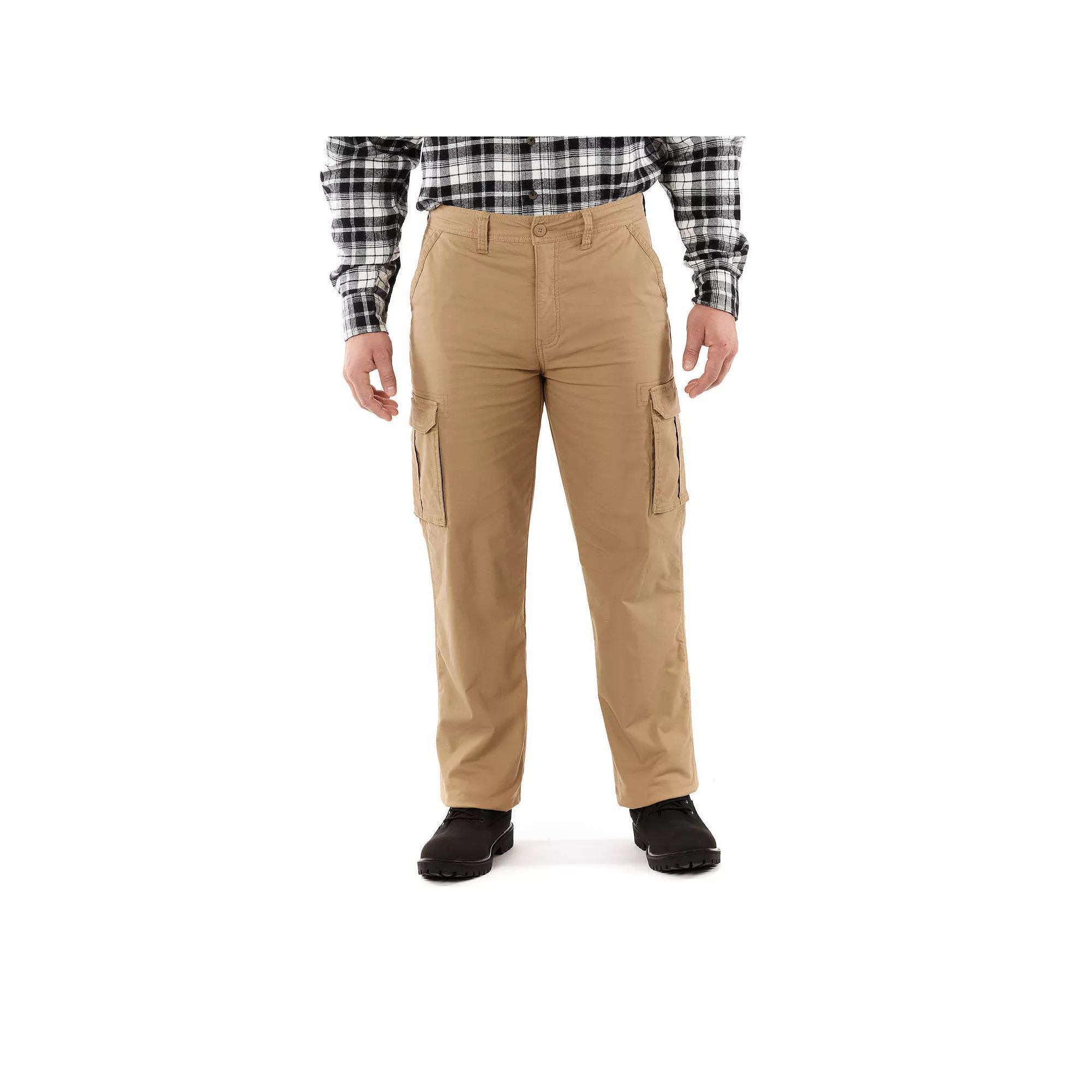 Men's Smith's Workwear Relaxed-Fit Print Fleece-Lined Cargo Canvas Pants, Size: 40 X 32, Brown Product Image
