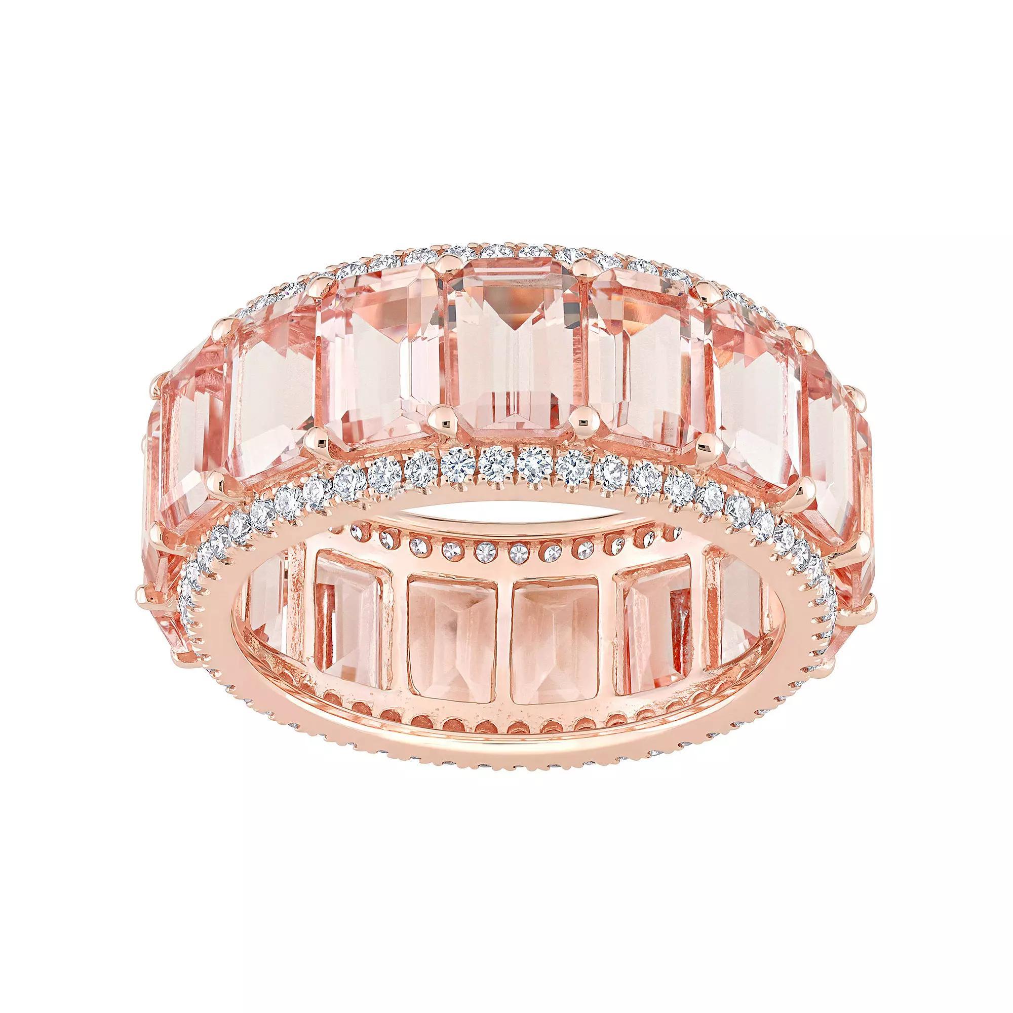 Stella Grace 14k Rose Gold Morganite & 5/8 Carat T.W. Diamond Full Eternity Ring, Women's, Size: 9, 14k Whgold Product Image