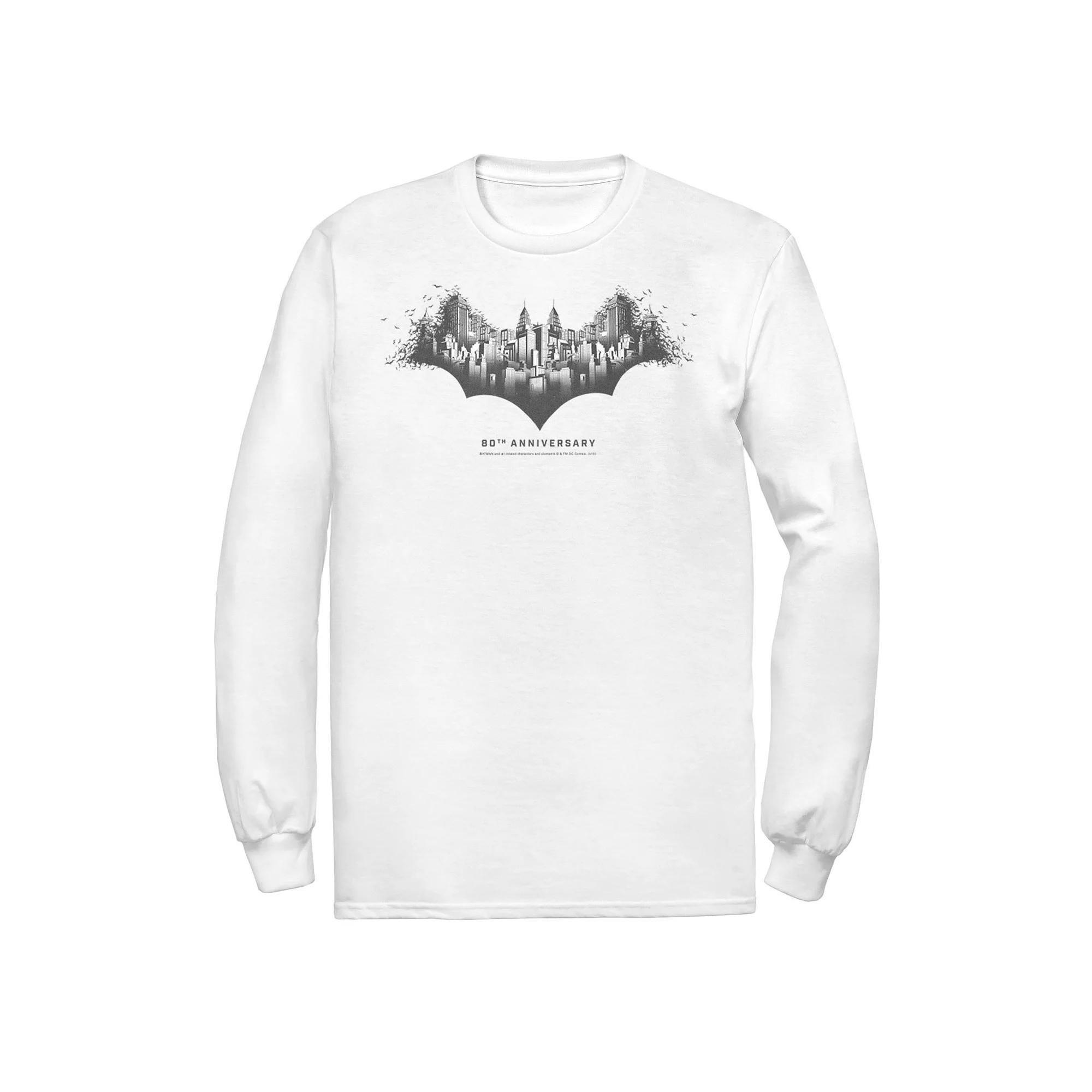 Men's DC Comics Batman Skyline Logo Tee, Size: Small, Athletic Grey Product Image