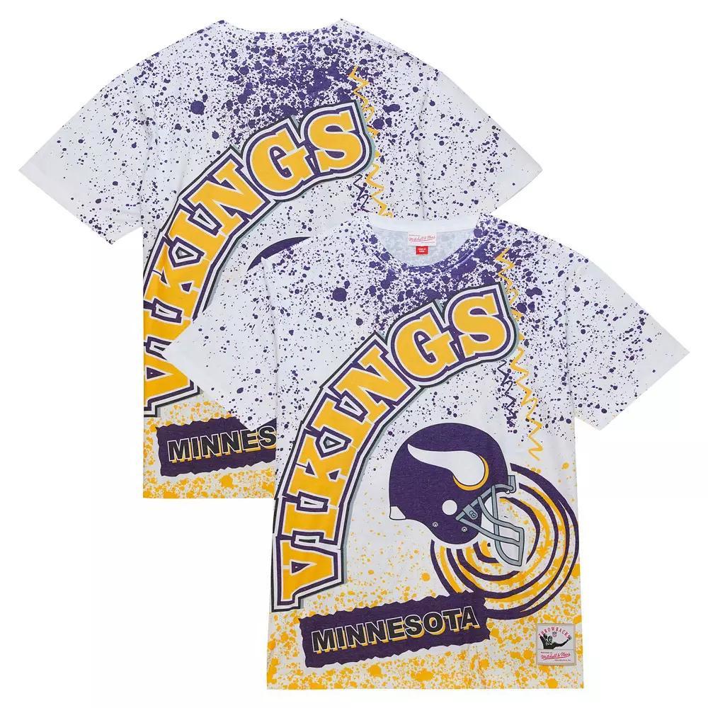 Men's Mitchell & Ness White Minnesota Vikings Team Burst Sublimated T-Shirt, Size: XL Product Image