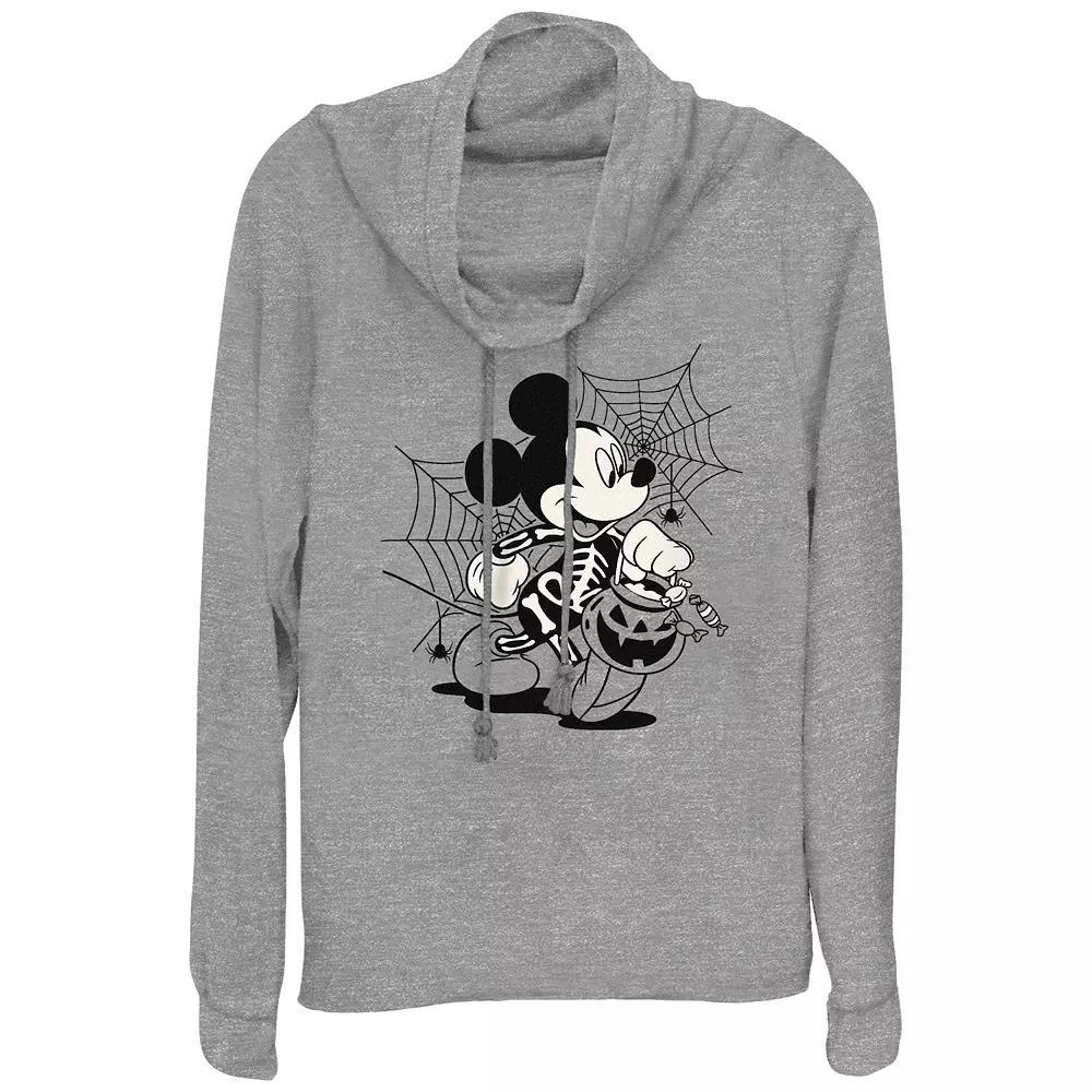 Disney's Mickey Mouse Skeleton Trick Or Treater Women's Cowlneck Graphic Lightweight Long Sleeve, Size: XL, Gray Grey Product Image
