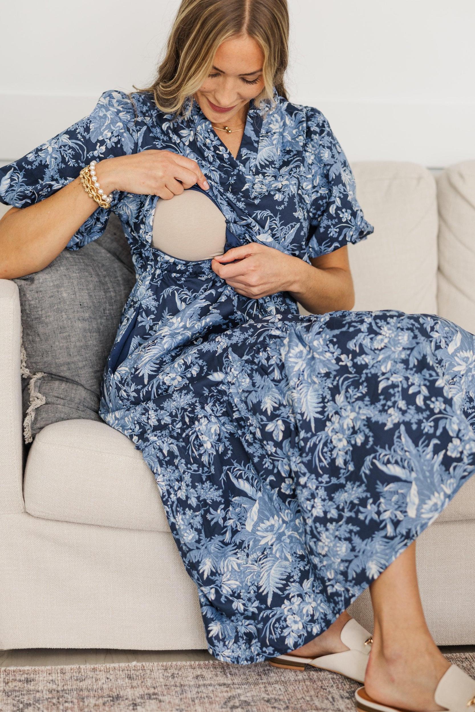 NURSING COLLECTION: It's A Match Navy Toile Midi Dress Female Product Image