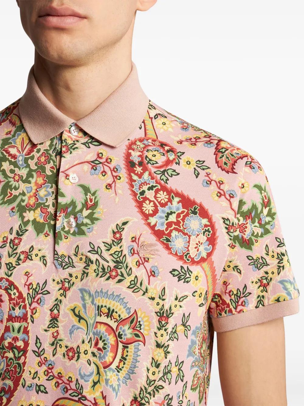 floral paisley print polo shirt Product Image