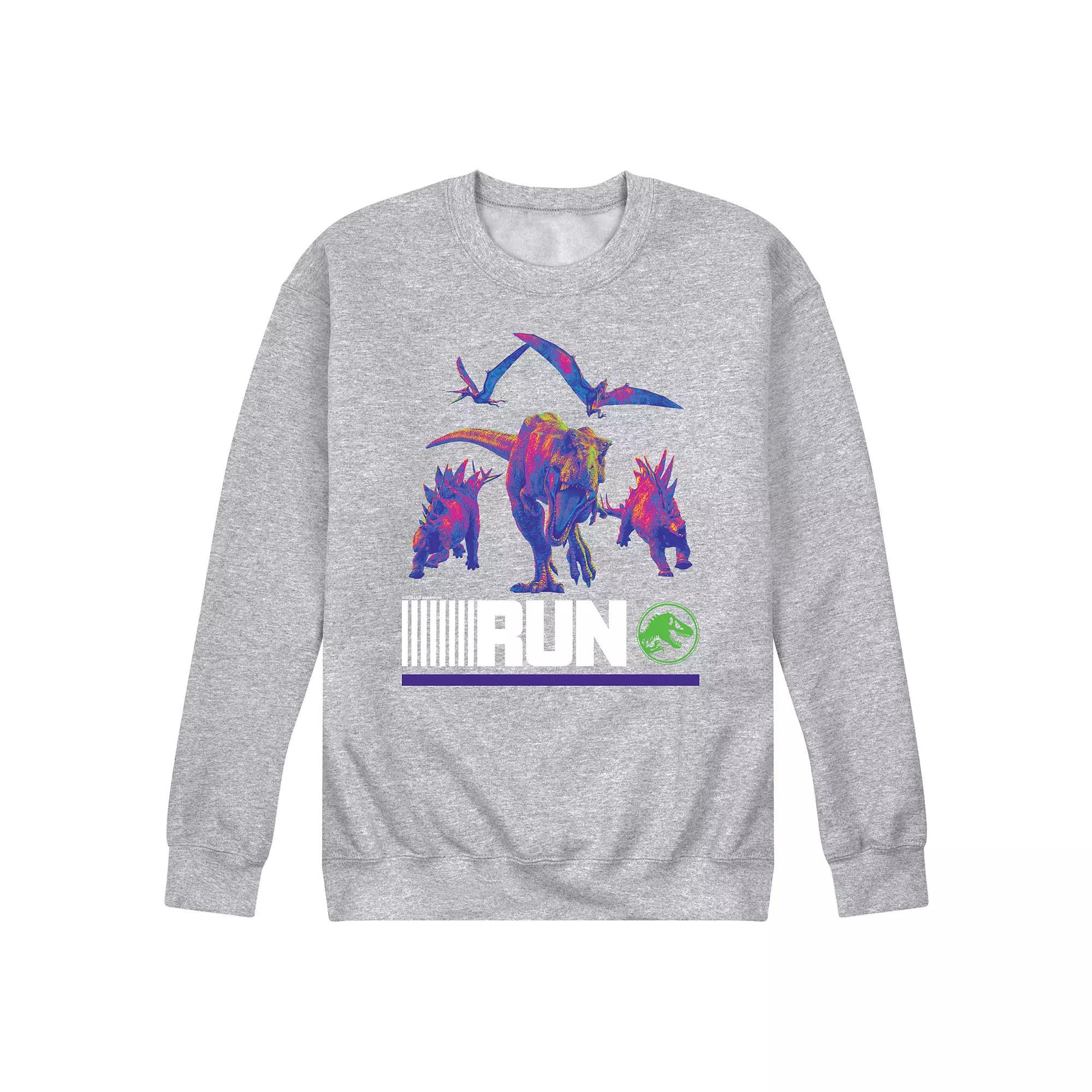 Mens Jurassic World run Infared Dinos Long Sleeve Athletic Grey Product Image