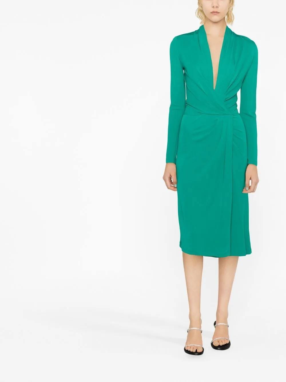ALBERTA FERRETTI Wrap Midi Dress In Green Product Image