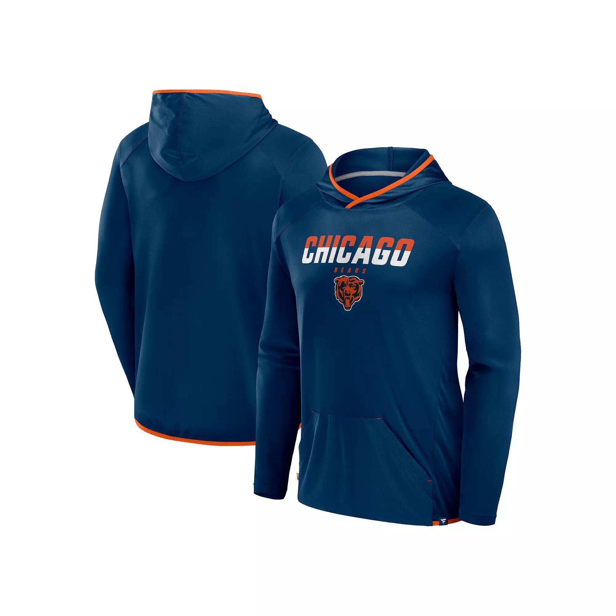 Men's Fanatics Navy Chicago Bears Transitional Defender Hoodie Long Sleeve T-Shirt, Size: Medium, Blue Product Image