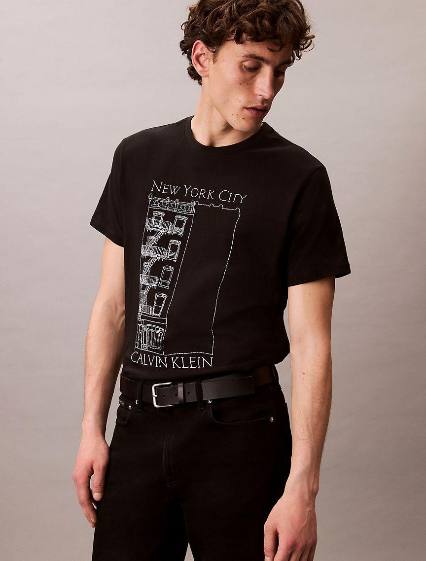 Calvin Klein Mens Apartment Logo Graphic Classic T-Shirt - Green Product Image