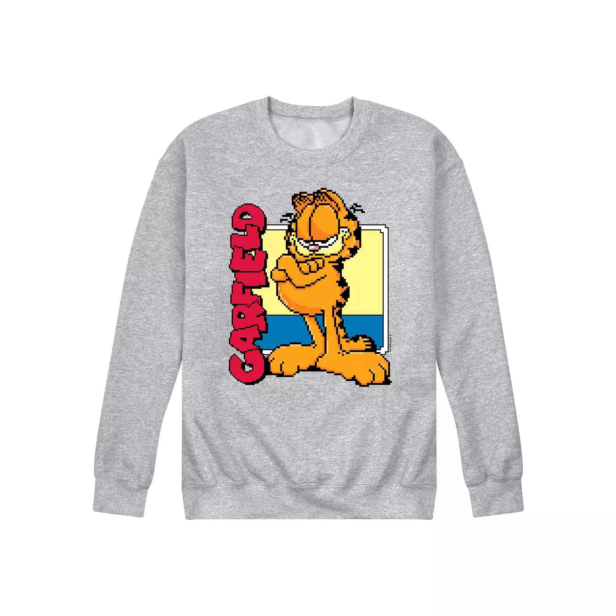 Mens Garfield Pixel Square Fleece Sweatshirt Grey Gray Product Image