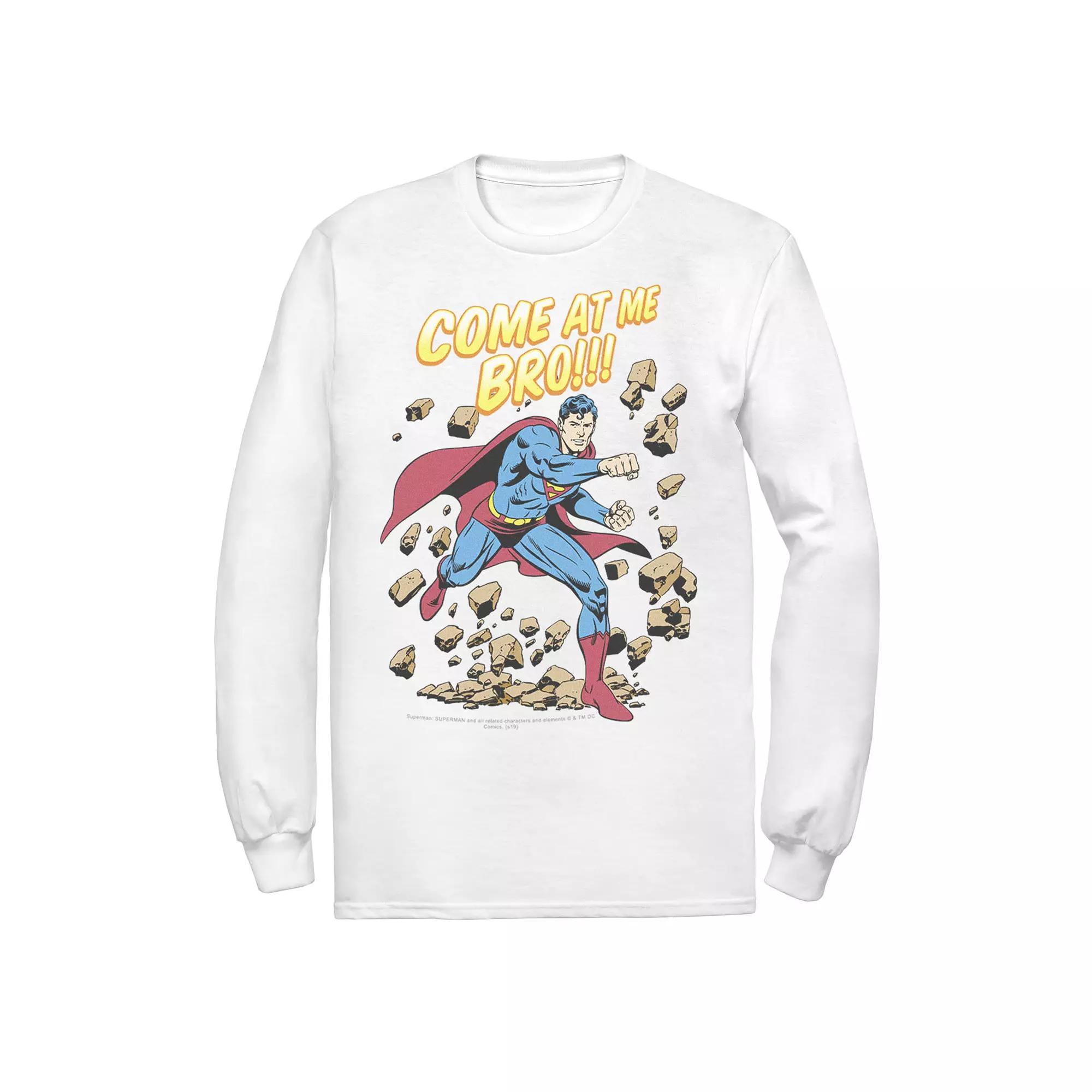 Men's DC Comics Superman Come At Me Bro Text Poster Tee, Size: Large, White Product Image