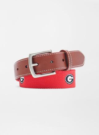 Peter Millar Mens Georgia G Logo Belt | Color: Red | Size: 42 | UGA Product Image