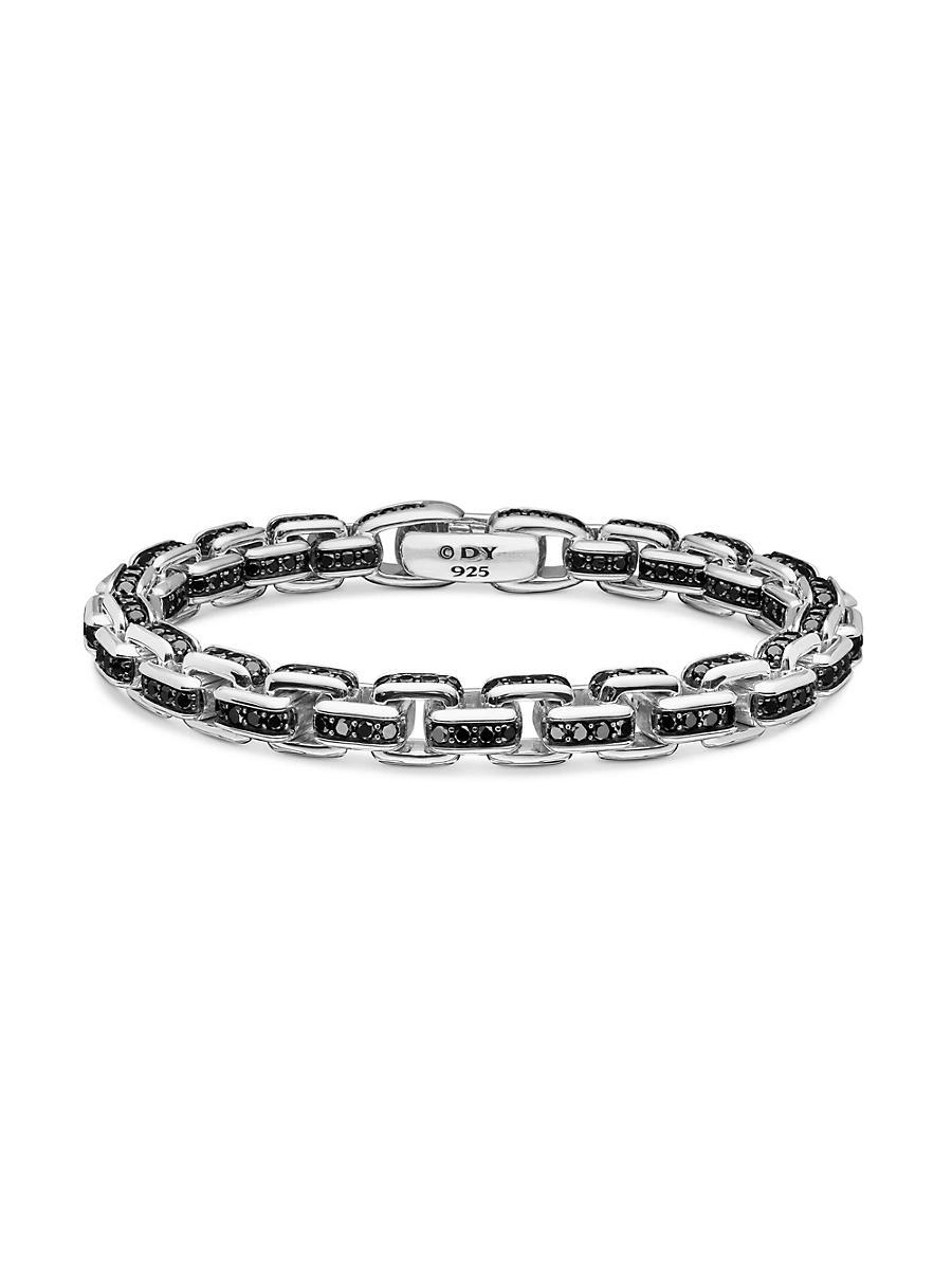 David Yurman Mens Box Chain Bracelet in Sterling Silver with Black Diamonds, 7.3mm Product Image