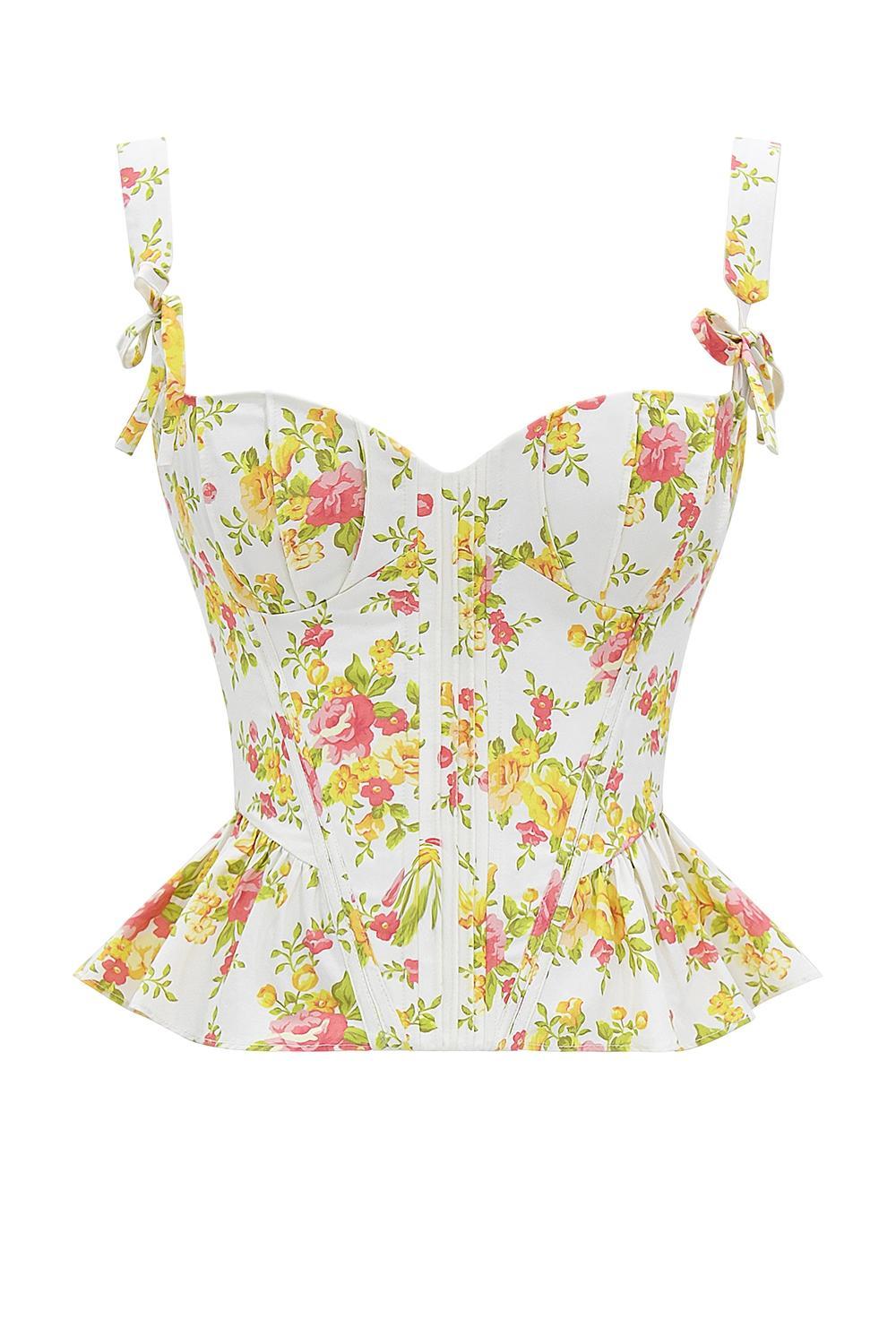 Gigou Royal Rose Print Peplum Cotton Corset Product Image