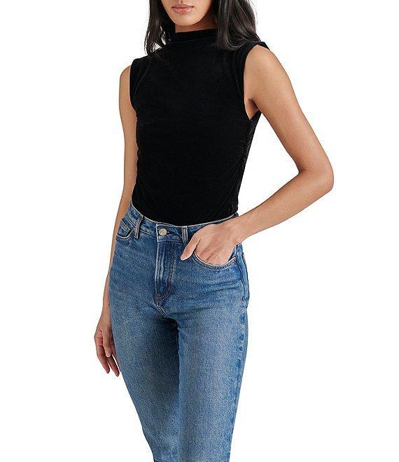 Steve Madden Essen Stretch Velvet Mock Neck Sleeveless Bodysuit Product Image