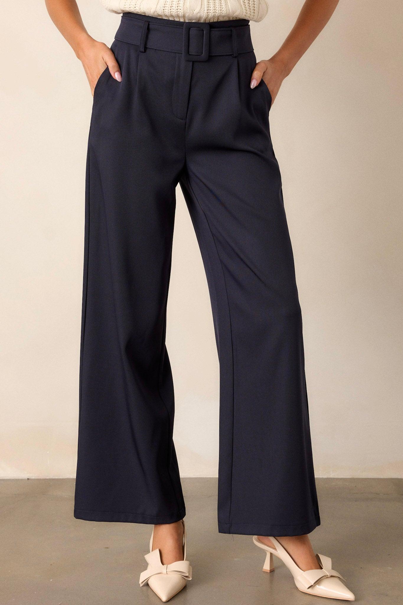 Gone Again Navy Belted Pants Product Image