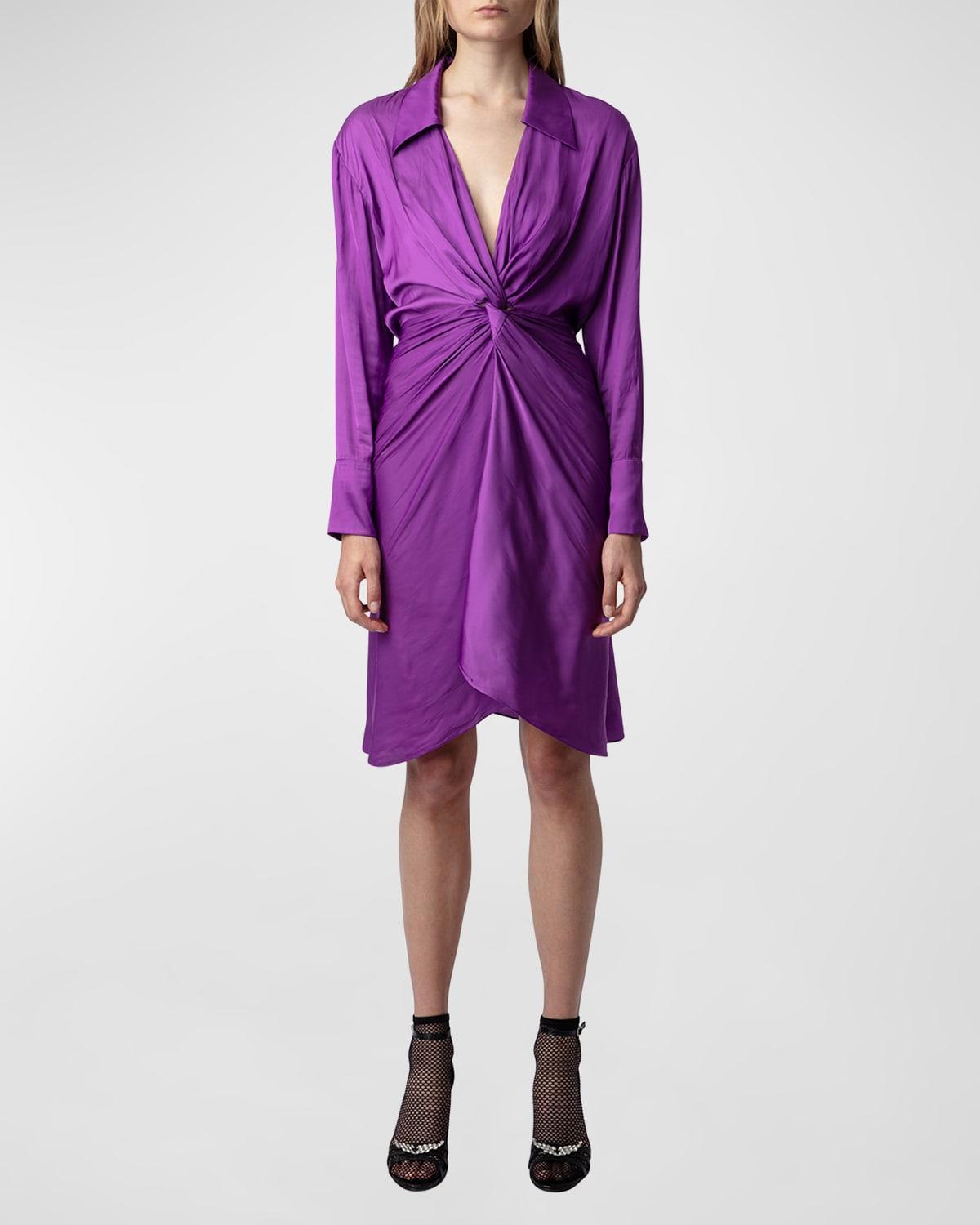 Zadig & Voltaire Rozo Twist Front Satin Dress Product Image