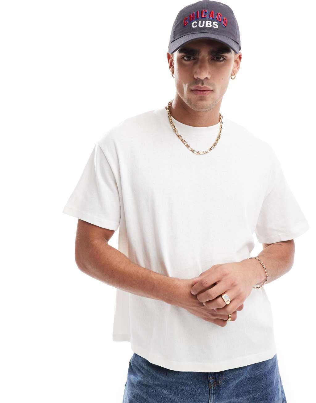 Jack & Jones oversized sweat t-shirt in ecru Product Image