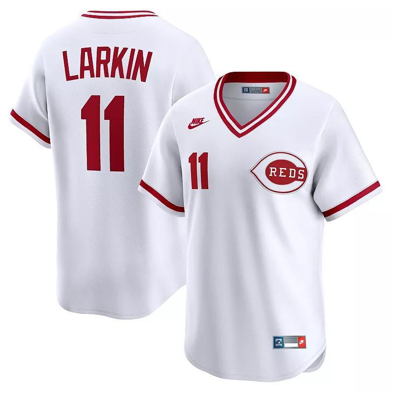 Men's Nike Barry Larkin White Cincinnati Reds Throwback Cooperstown Collection Limited Jersey, Size: XL, Red White Product Image