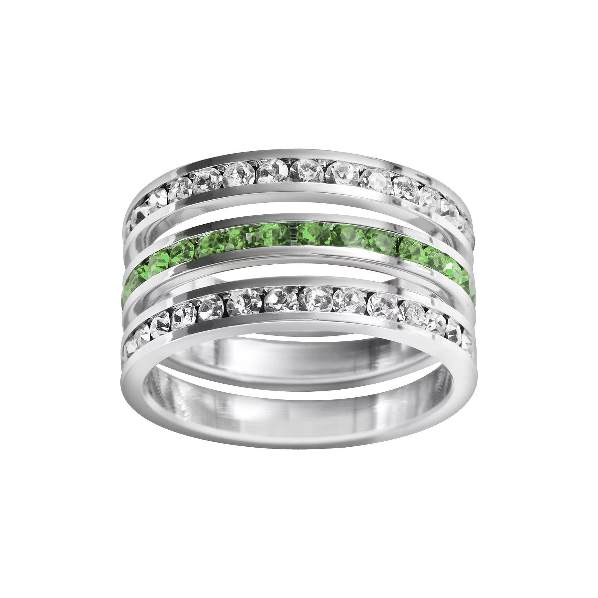 Traditions Jewelry Company Sterling Silver Crystal Eternity Ring Set, Womens White Blue Product Image
