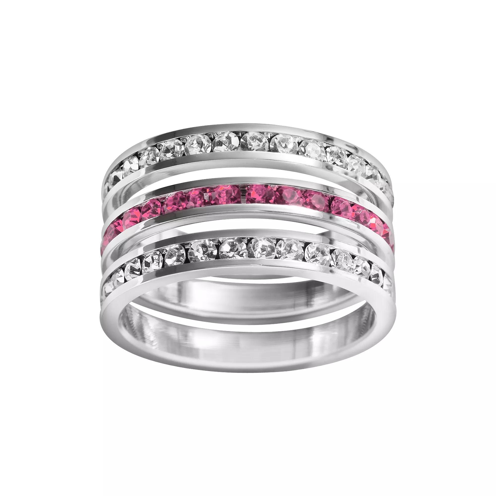 Traditions Jewelry Company Sterling Silver Crystal Eternity Ring Set, Womens White Blue Product Image