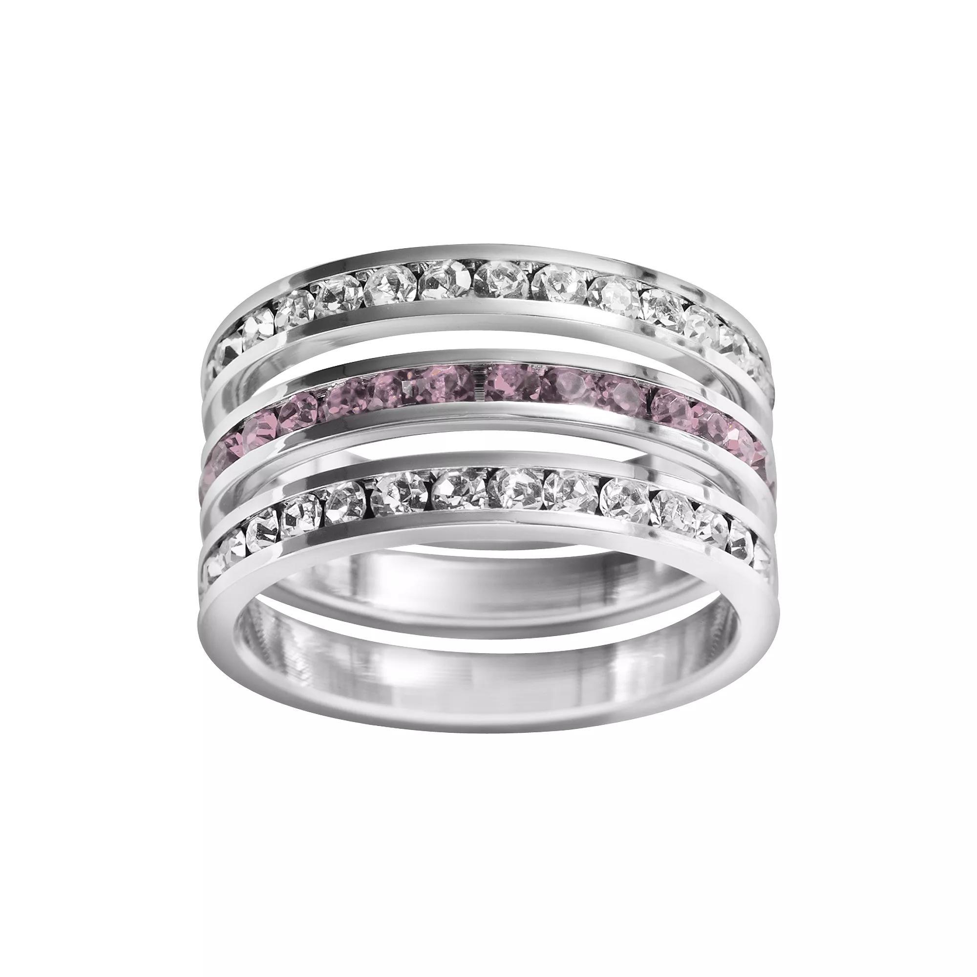Traditions Jewelry Company Sterling Silver Crystal Eternity Ring Set, Womens White Blue Product Image