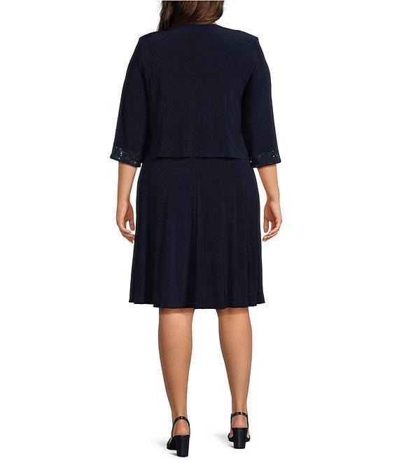Le Bos Plus Size Embroidered Sequin Jacket Dress Product Image