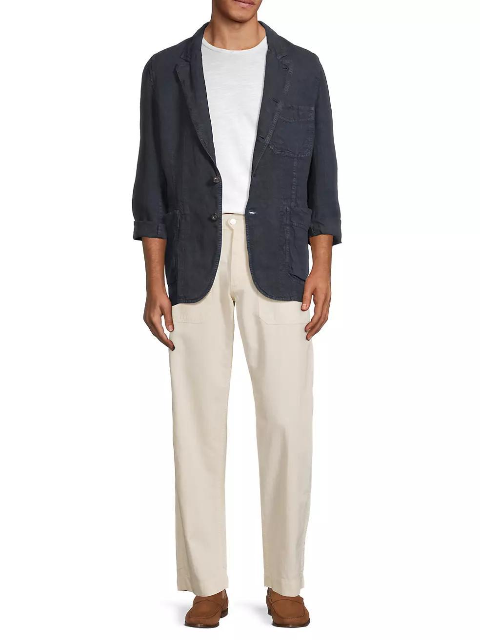Cotton-Blend Flat-Front Pants Product Image
