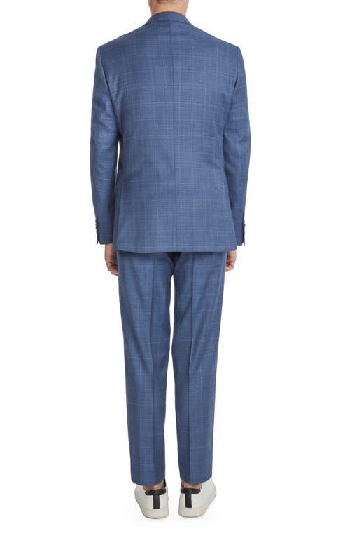 JACK VICTOR Esprit Windowpane Check Stretch Wool Suit In Mid Blue Product Image
