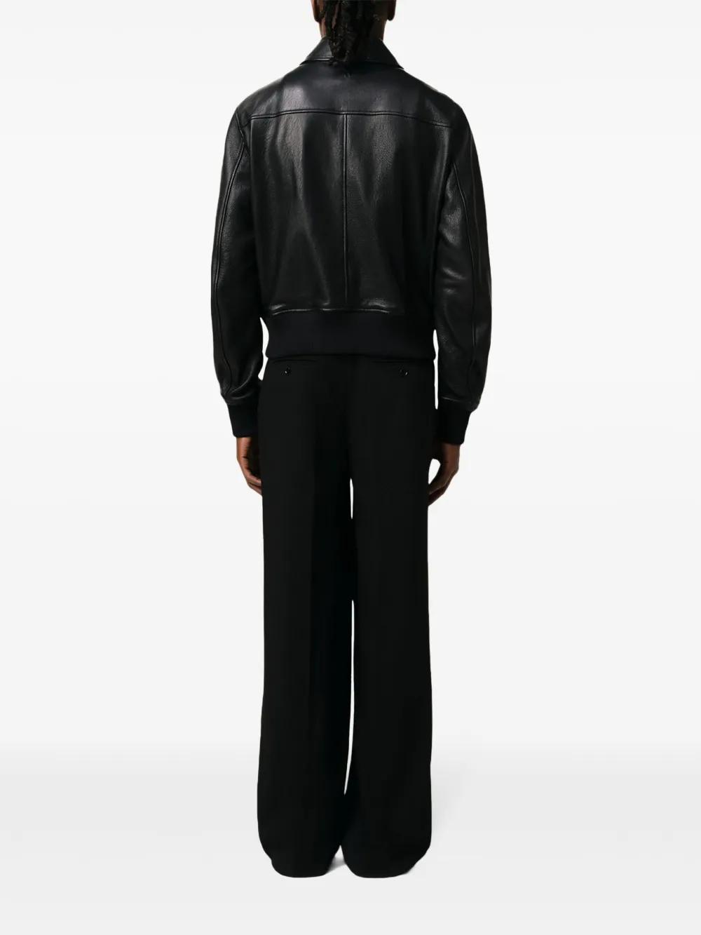 zipped leather jacket Product Image