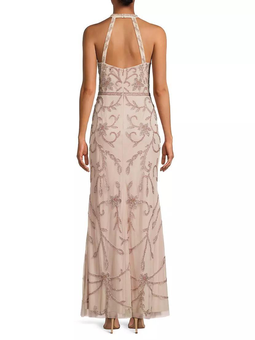 Beaded Halter Mermaid Gown Product Image