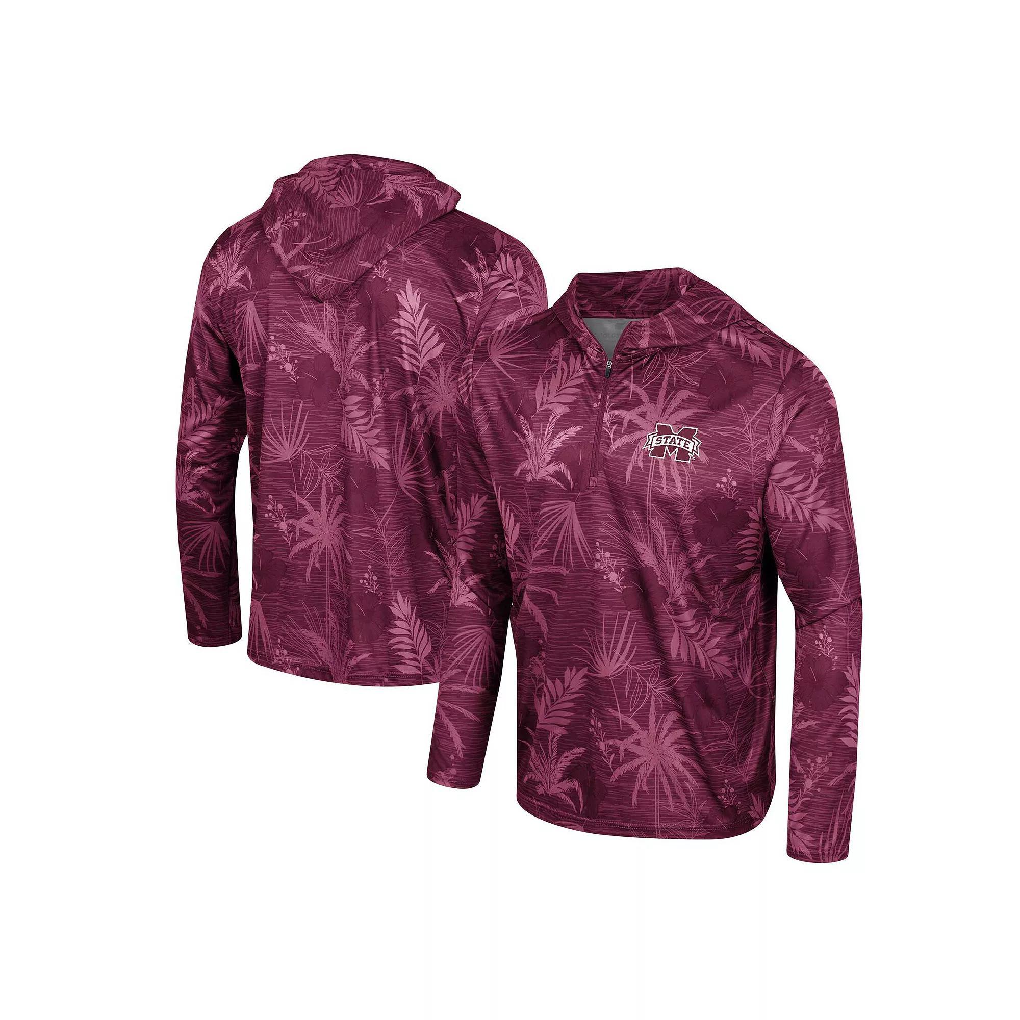 Men's Colosseum Blue UCLA Bruins Palms Printed Lightweight Quarter-Zip Hooded Top, Size: Medium Product Image