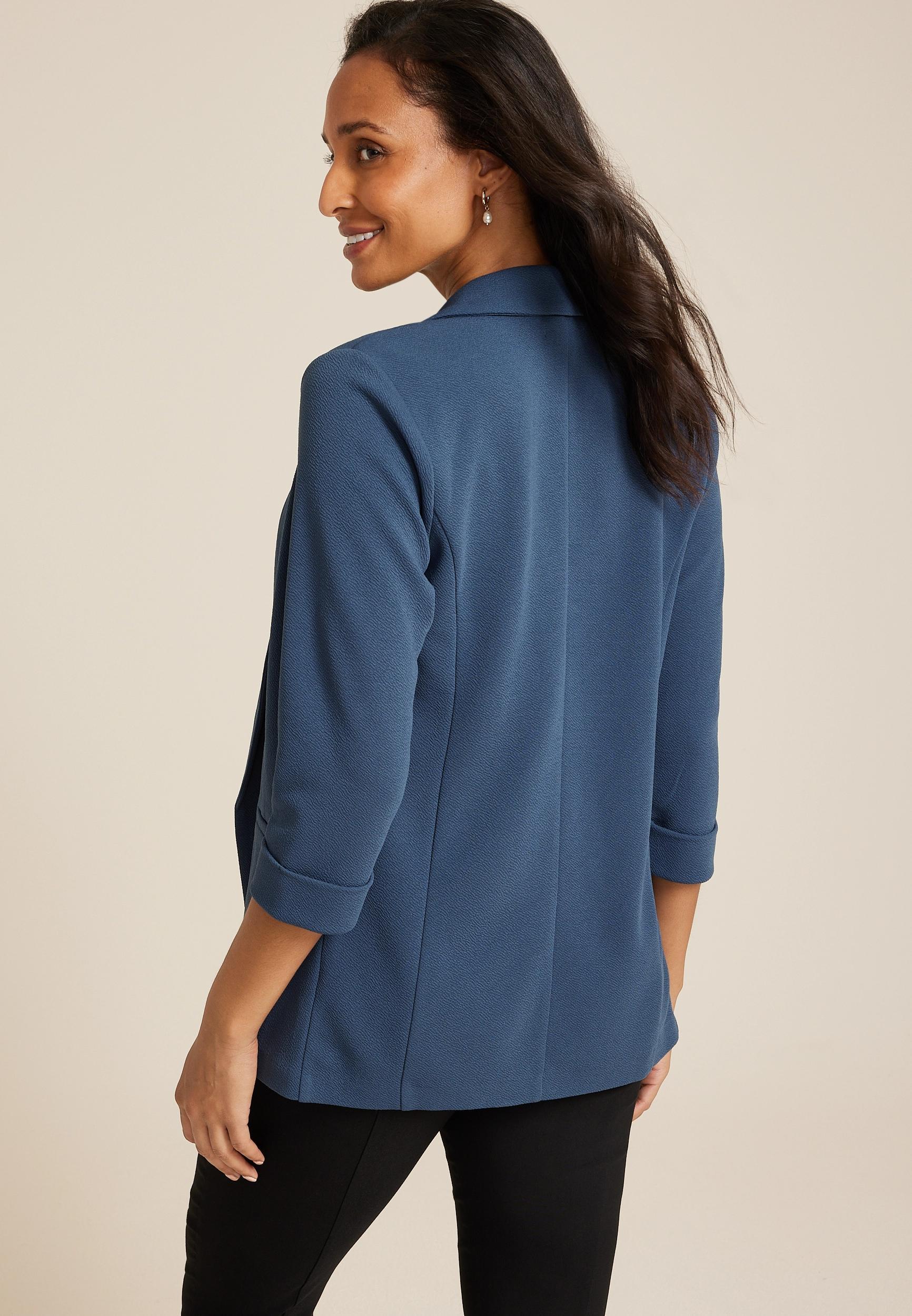 Maurices Womens Blazer Versa Open Front Blue Size X Large Product Image