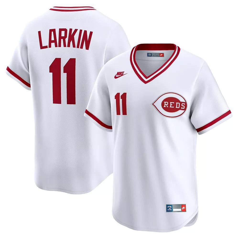 Men's Nike Barry Larkin White Cincinnati Reds Throwback Cooperstown Collection Limited Jersey, Size: XL, Red White Product Image
