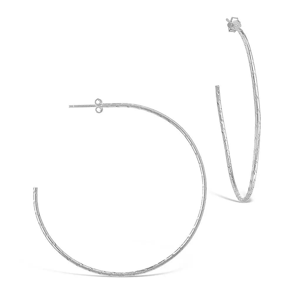 MC Collective Sterling Silver Textured Hoops, Womens, Silver Tone Product Image