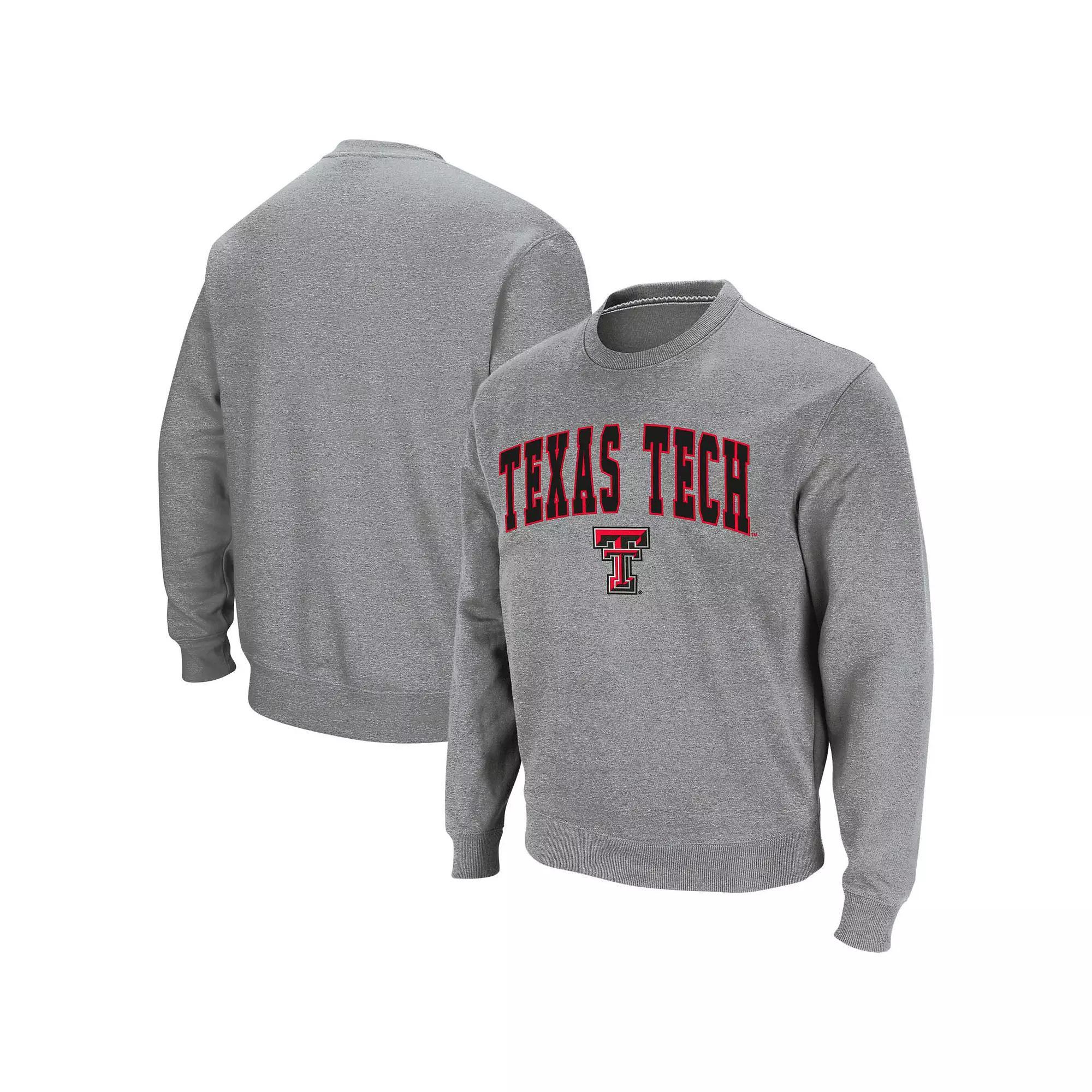 Mens Colosseum Heather Gray Texas Tech Red Raiders Arch & Logo Crew Neck Sweatshirt Product Image