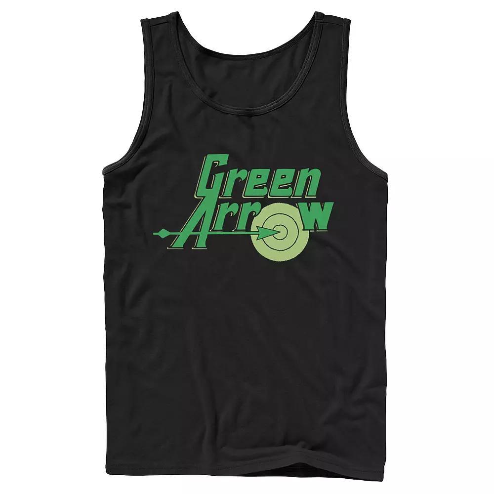 Men's DC Comics The Green Arrow Vintage Text Poster Tank Top, Size: Large, White Product Image