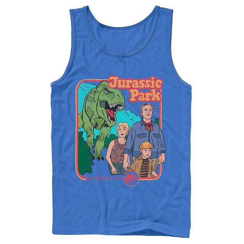 Men's Jurassic Park Vintage Characters Life Finds A Way Tank Top, Size: Large, Black Product Image