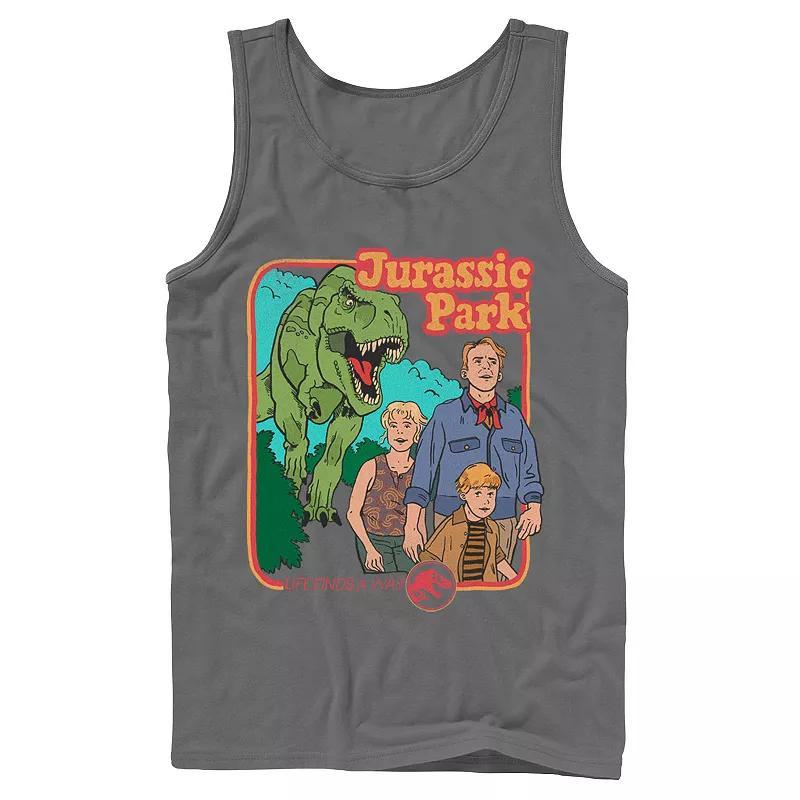 Men's Jurassic Park Vintage Characters Life Finds A Way Tank Top, Size: Large, Black Product Image