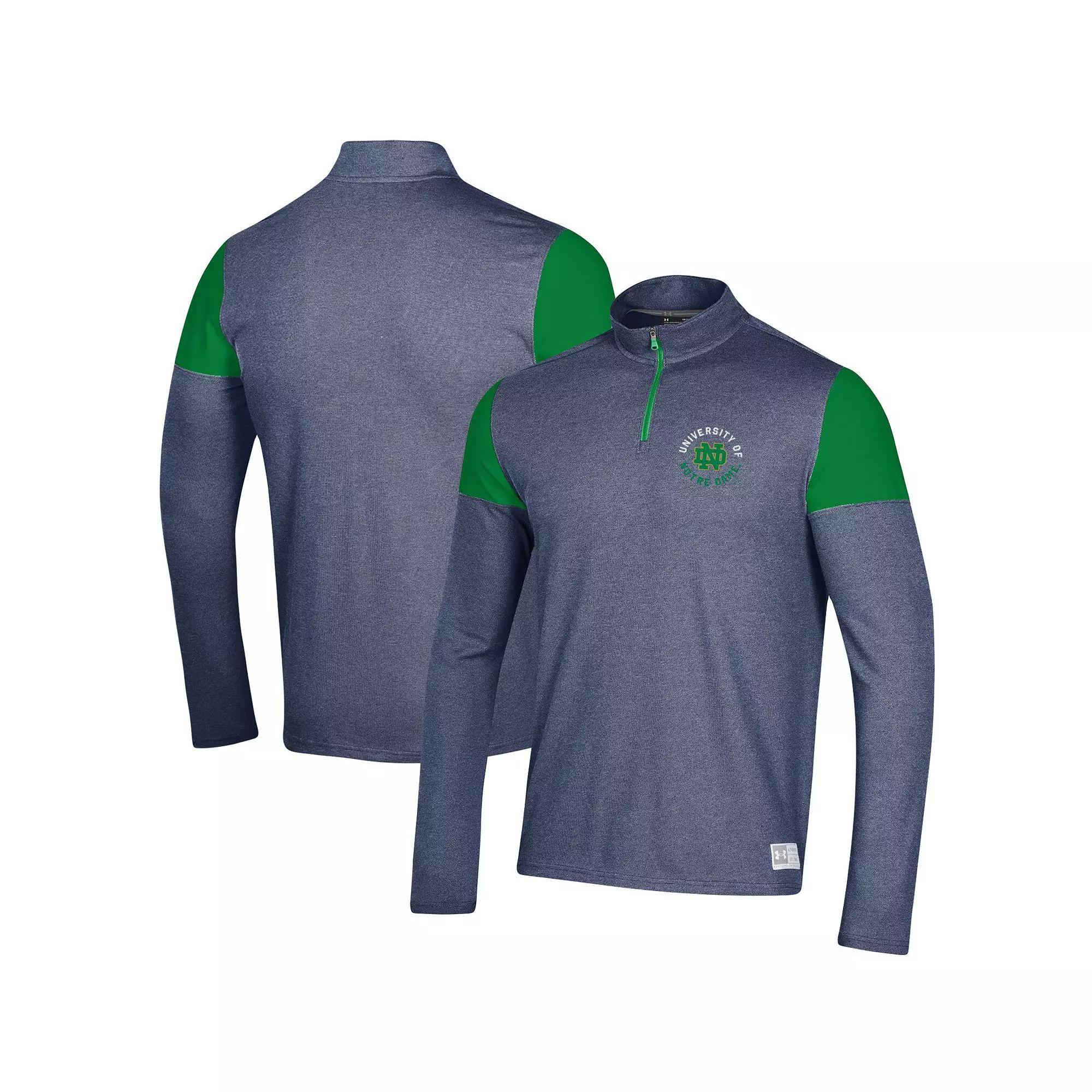 Men's Under Armour Navy Notre Dame Fighting Irish Gameday Tri-Blend Quarter-Zip Jacket, Size: Medium, Blue Product Image